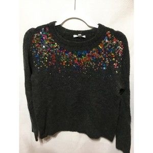 Heart n Crush Charcoal Gray RainbowSequin Pullover Size Small NWT